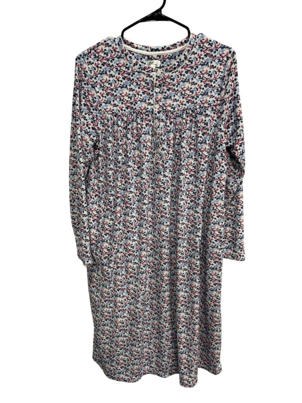 Aria Collection Medium Floral Print Long Sleeve Nightgown Cottagecore Grandma